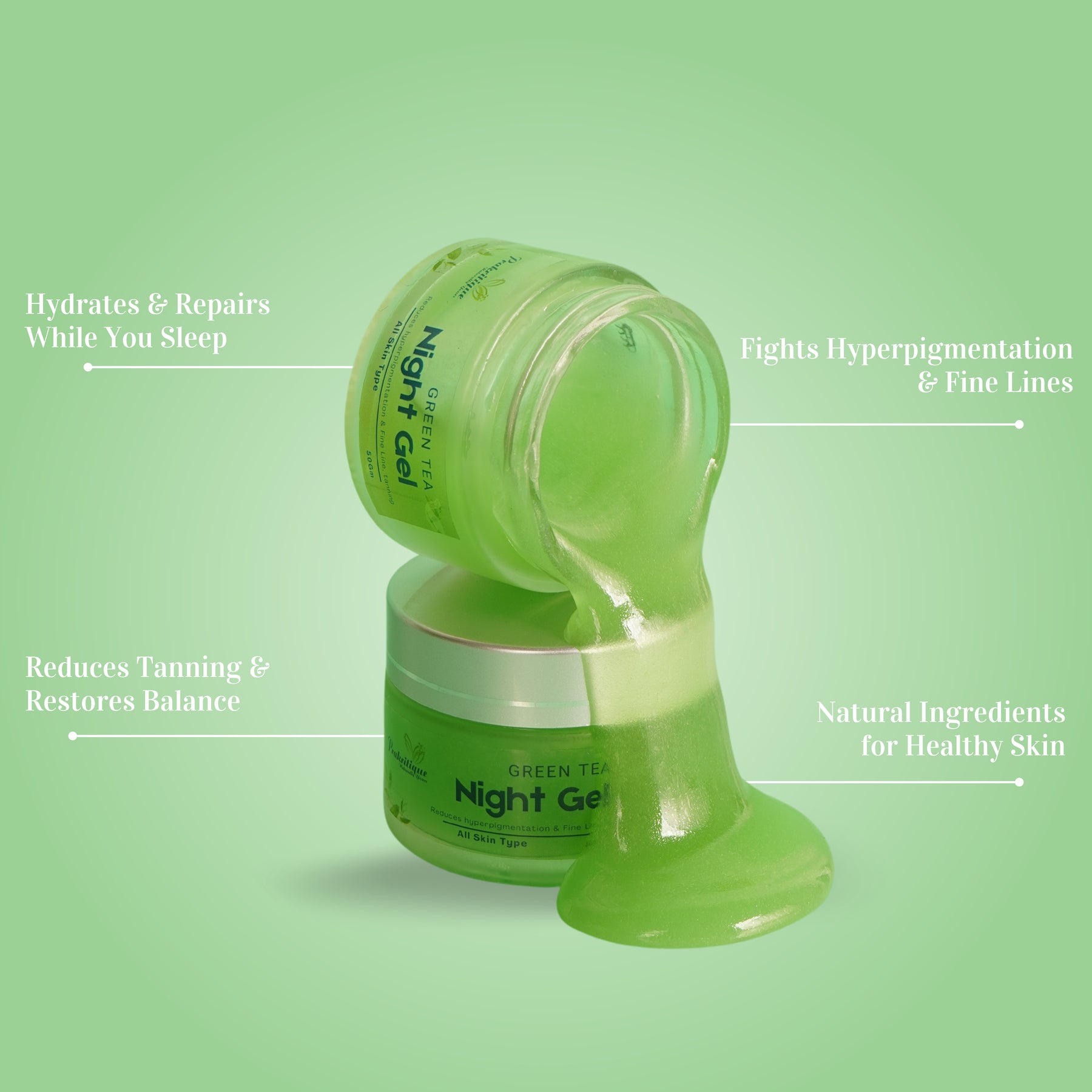 Prakritique Night Gel infused with Aloe Vera & Green Tea