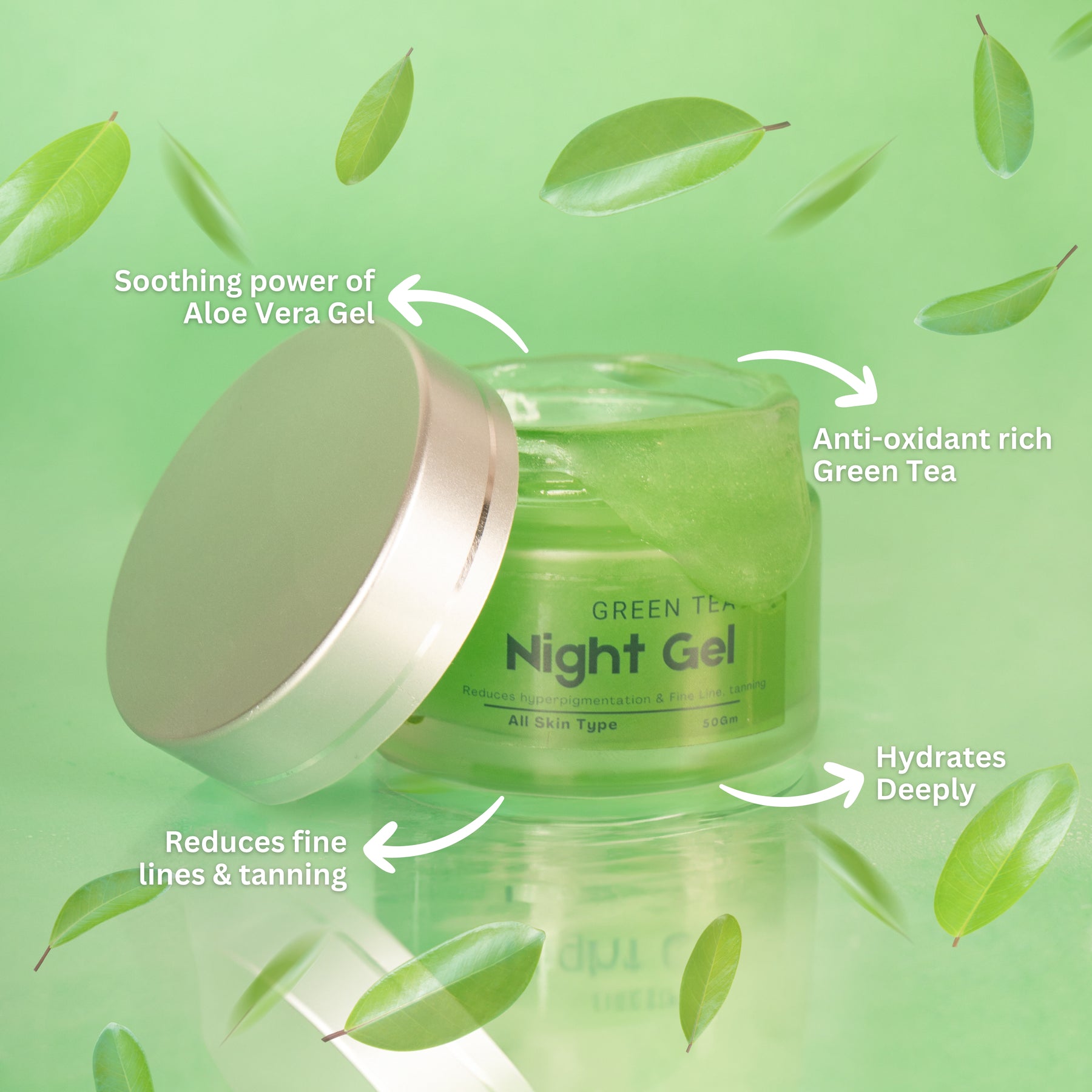 Prakritique Night Gel infused with Aloe Vera & Green Tea